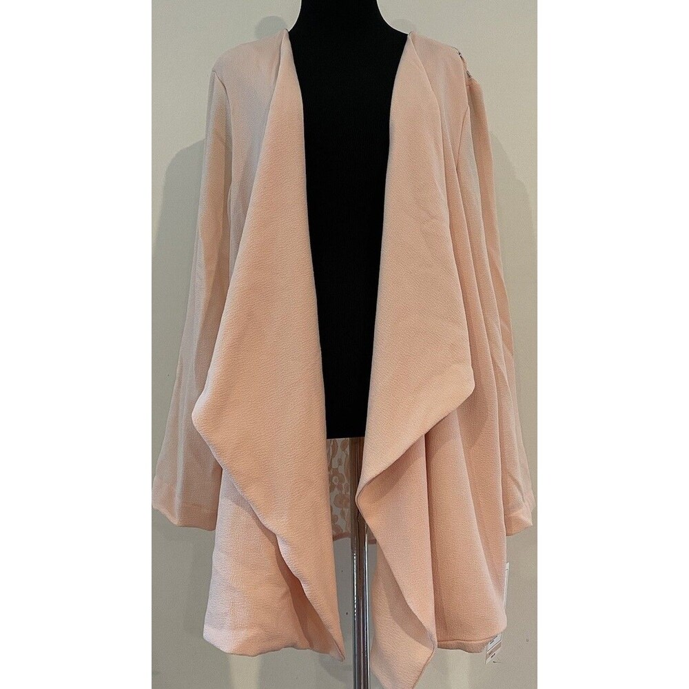 NWT Relativity 2X Blush Pink Draped Cardigan OpenFront Waterfall Long Sleeve $68 - Picture 4 of 6